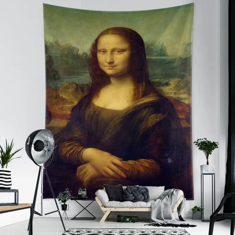 Mona Lisa Graffiti Boho Tapestry 4