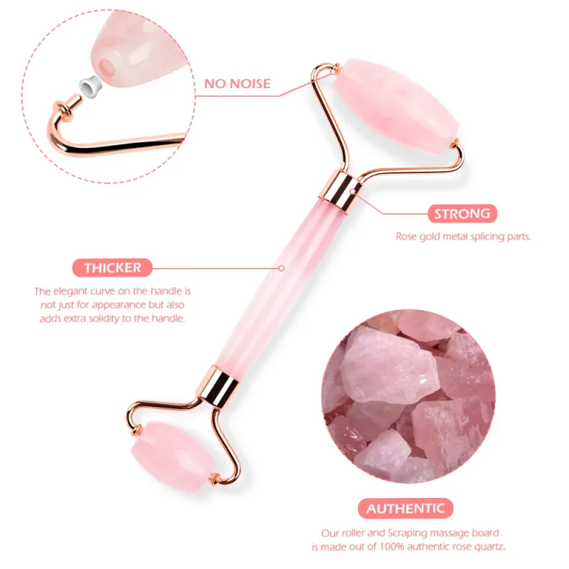 Rose Quartz Jade Roller & Gua Sha Set 3