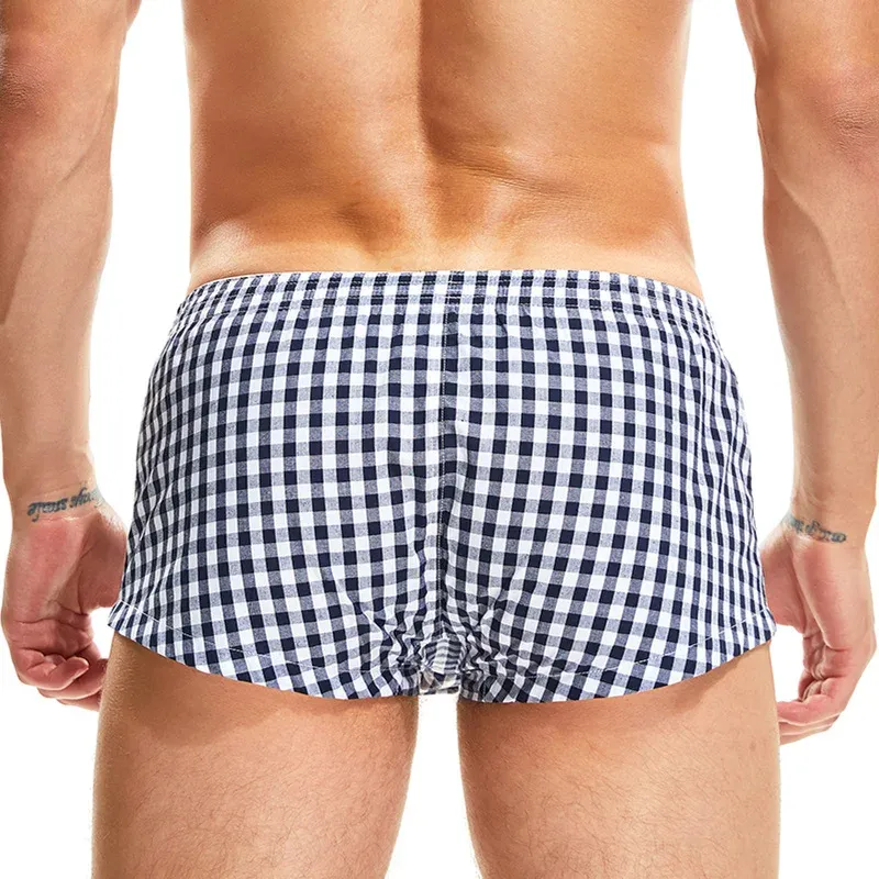 Cotton Plaid Boxer Briefs with U Convex Design 2