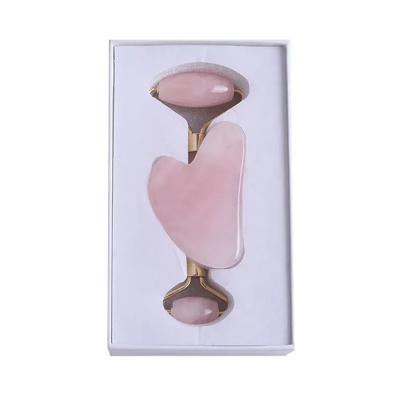 Rose Quartz Gua Sha & Jade Roller Set 2