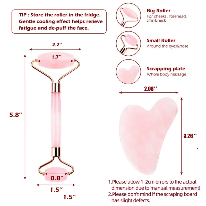 Rose Quartz Jade Roller & Gua Sha Set 2