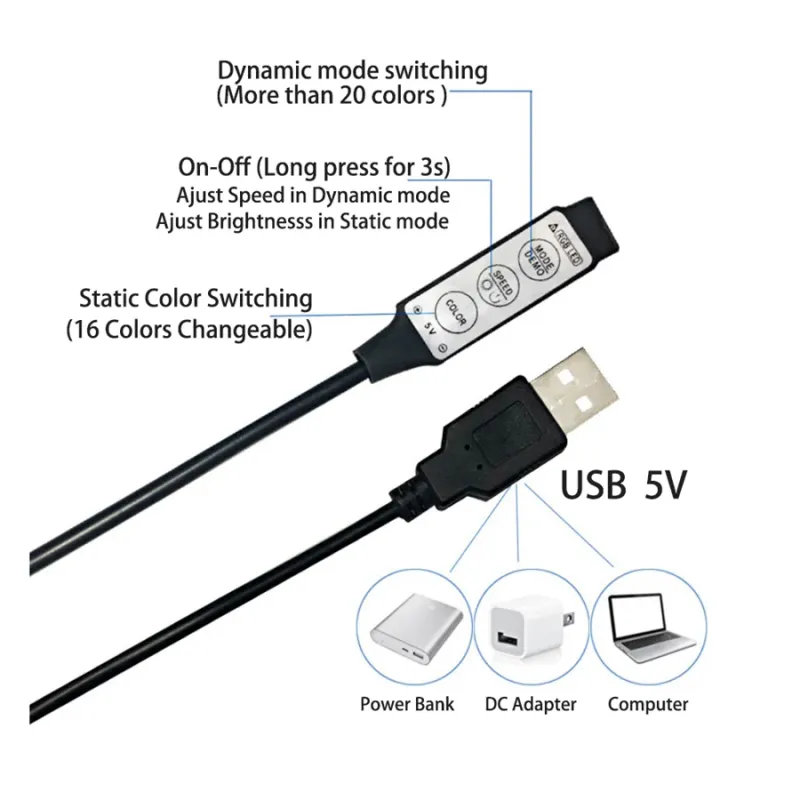 2M RGB Gaming LED Strips with Remote 4