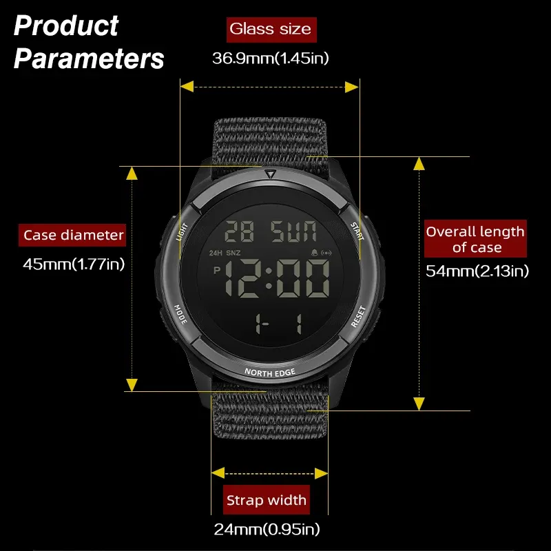 TERRAX Men's Digital Waterproof Sports Watch 6