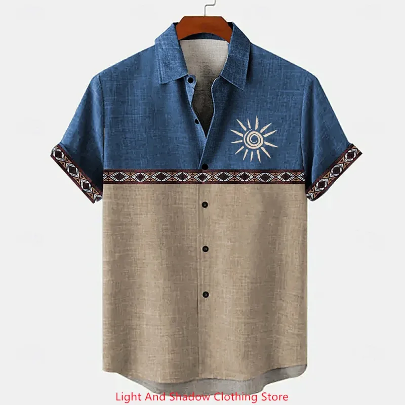 Retro Linen Patchwork Shirt 1