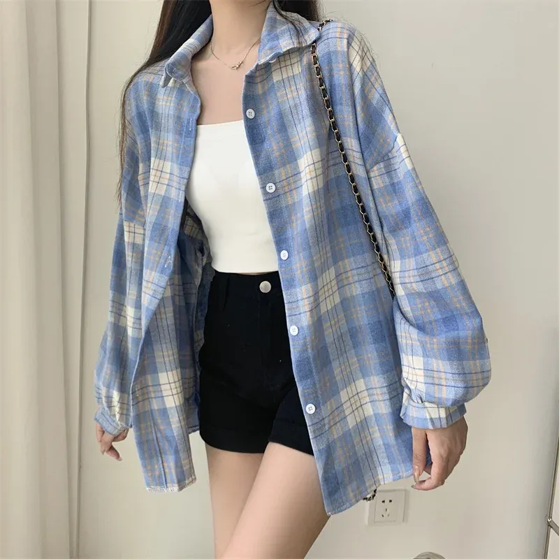 Women's Oversized Tartan Plaid Shirt Jacket 4
