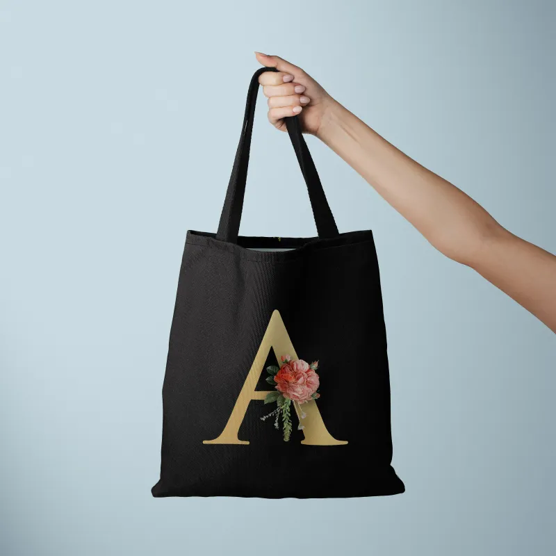 Personalized Canvas Tote Bag with Letter Printing 3