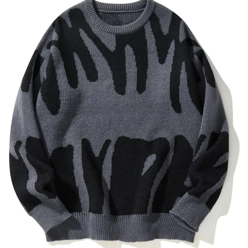 Men's Jacquard Round Neck Pullover Sweater 1
