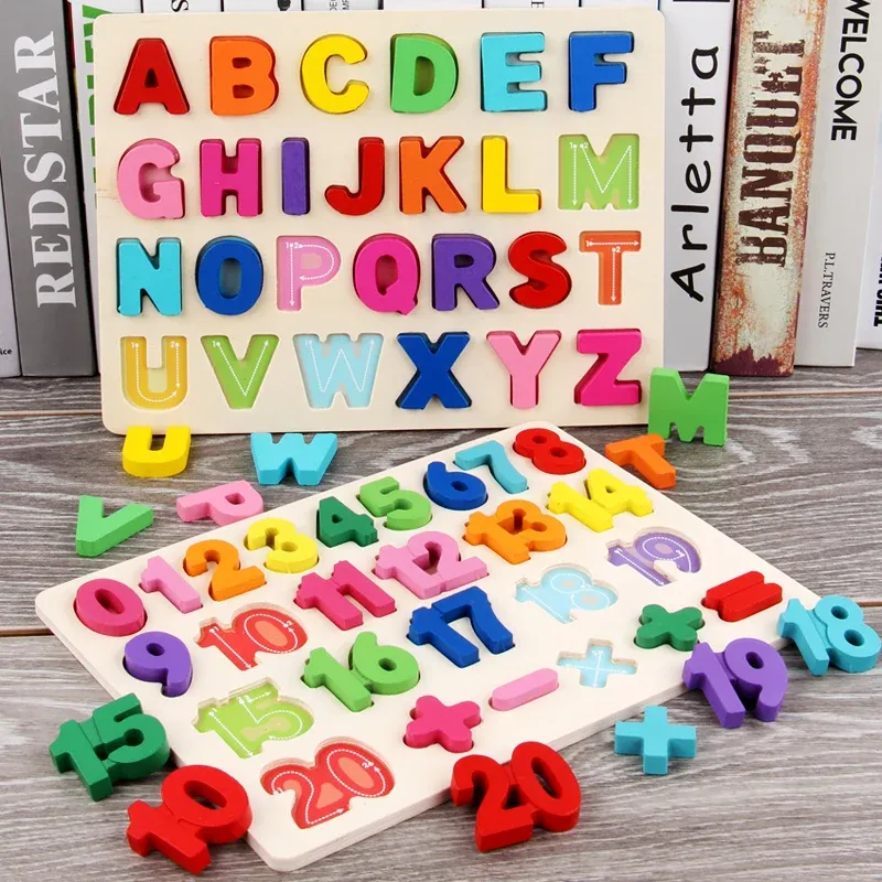 Wooden ABC & Number Puzzle for Toddlers 2-4 2