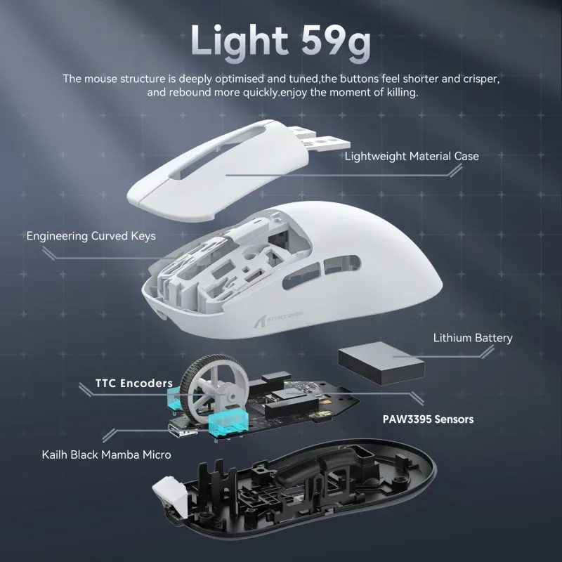 Attack Shark X3Pro 26K DPI Tri-Mode Wireless Mouse 3