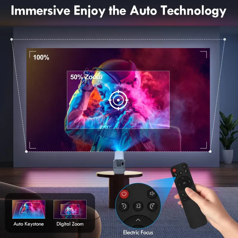 4K Mini Projector with WiFi & Bluetooth 3