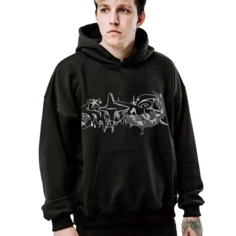 Fallen Angel Print Harajuku Hoodie 1