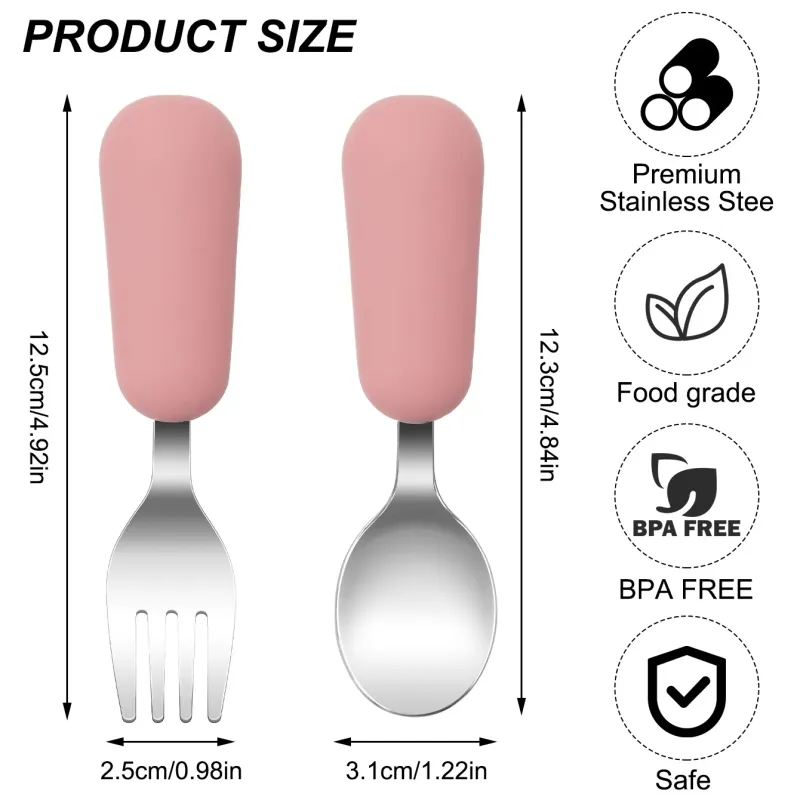2PCS Stainless Steel Baby Utensil Set 4