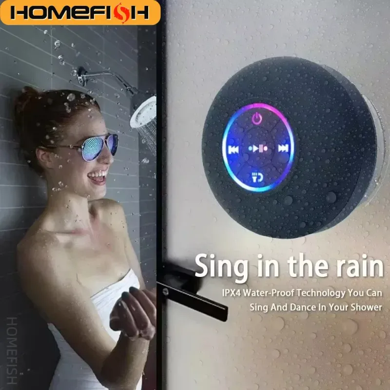 Водонепроницаемый Bluetooth-динамик для души с RGB-подсветкой 1