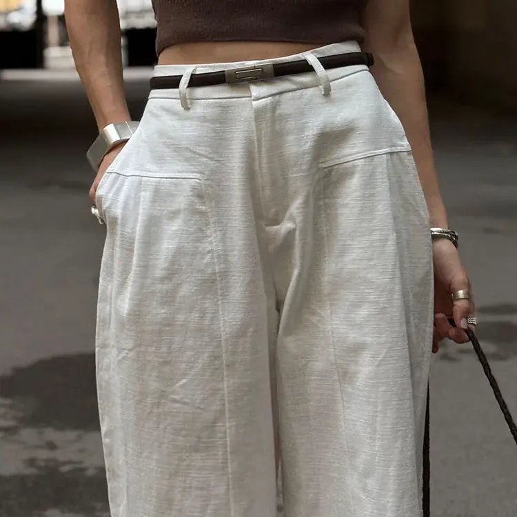 White Linen Wide Leg Formal Pants 6