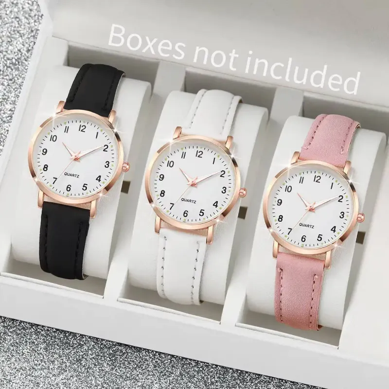 Arabic Dial Quartz Watch with Leather Strap 1