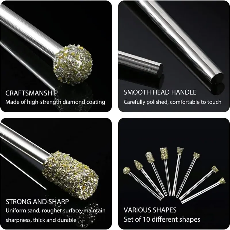 Diamond Burr Drill Bit Set for Dremel 3