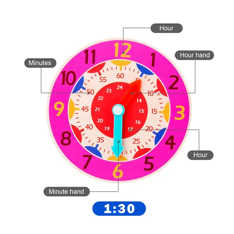 Wooden Montessori Clock Learning Toy 4
