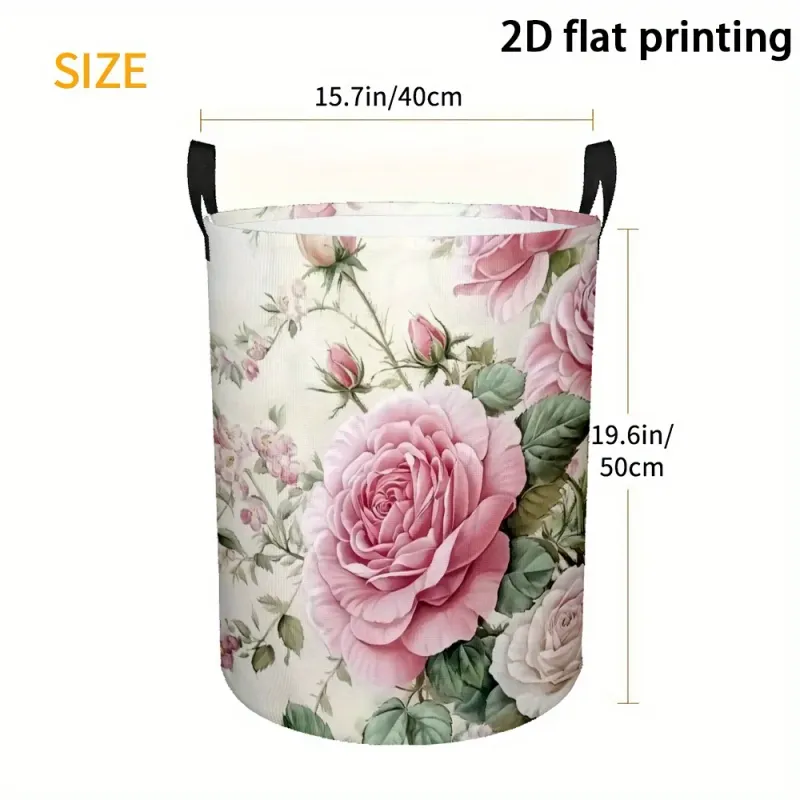 Pink Roses Laundry Hamper 2