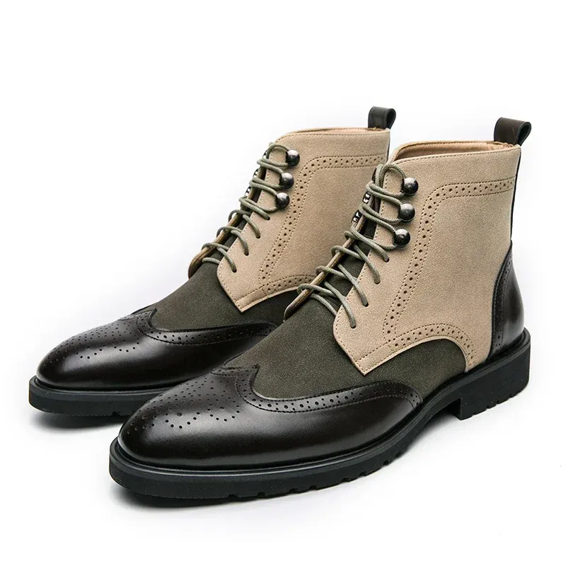 Retro Black Brogue High-Top Boots 1