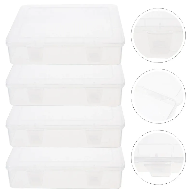 4Pcs Hardware Parts Storage Boxes Clear Small Plastic Containers Stackable Organizer Bins with Lids for Craft Jewelry Screws 1