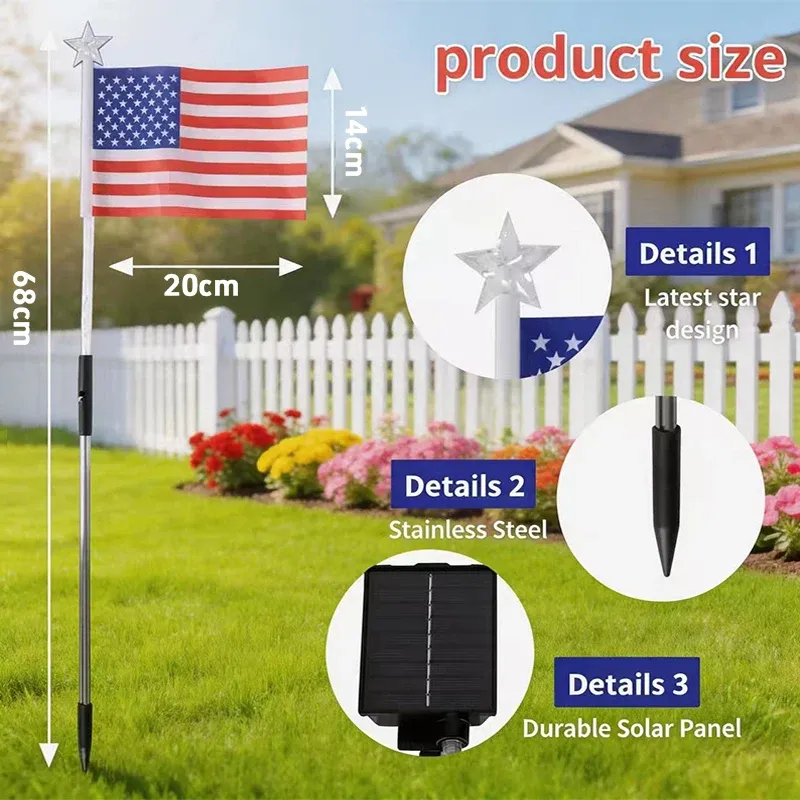 Solar American Flag Stake Lights 6
