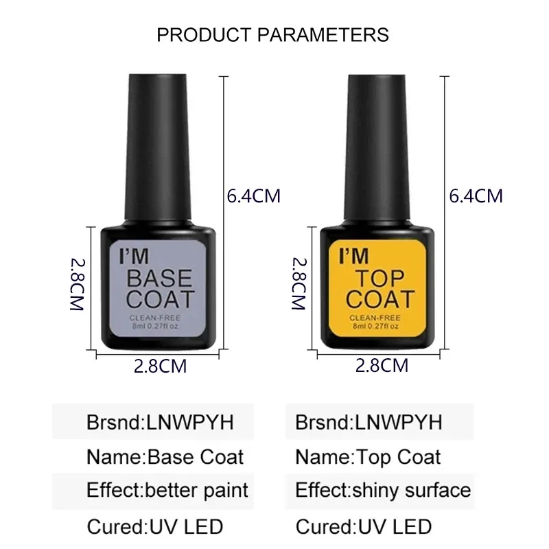 4Pcs Clear Gel Nail Polish Base & Top Coat Set 6