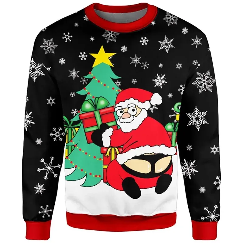 Santa Hockey 3D Print Christmas Sweatshirt 5