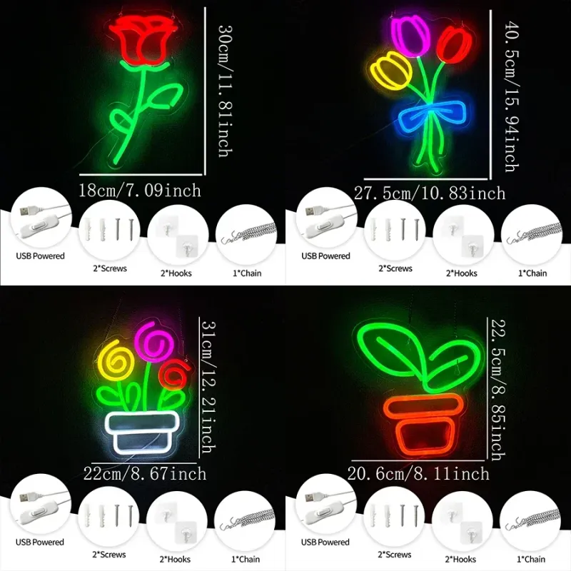 LED Neon Flower Wall Sign 3