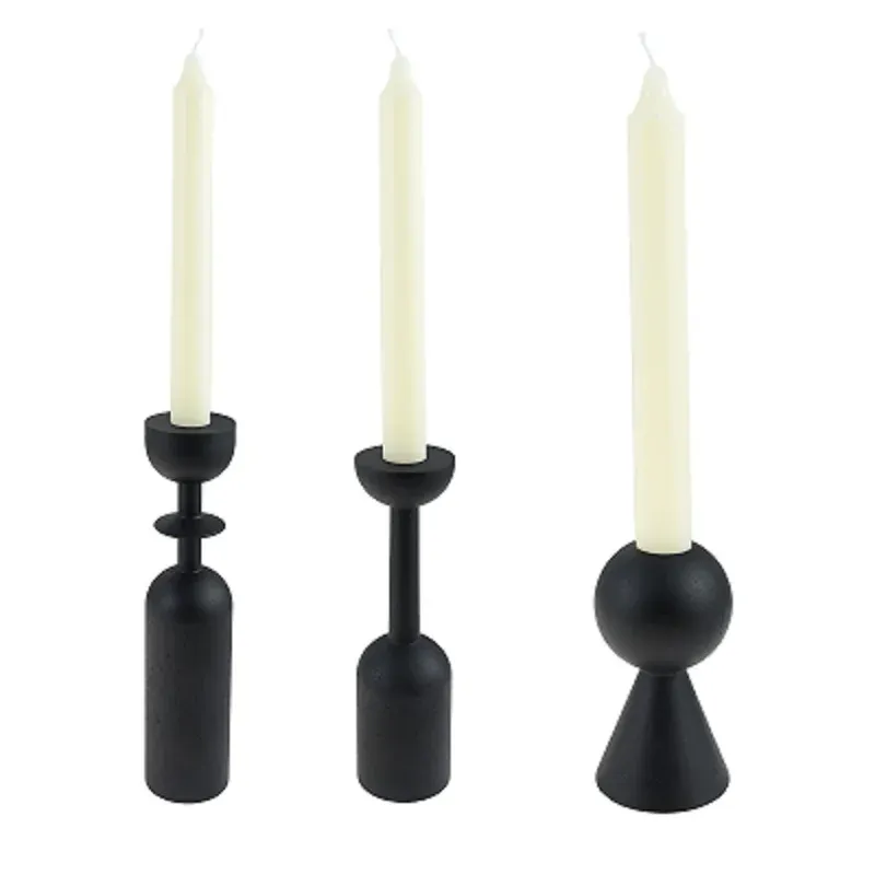 Black Wooden Candle Holder Stand 1