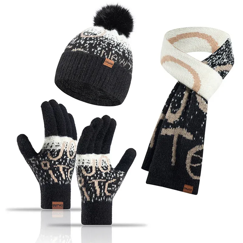Women's Winter Beanie Scarf & Gloves Set 6