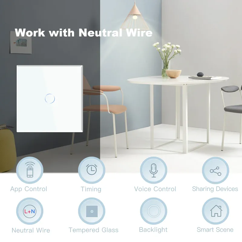BSEED Tuya WiFi Smart Touch Switches 2-Pack 3