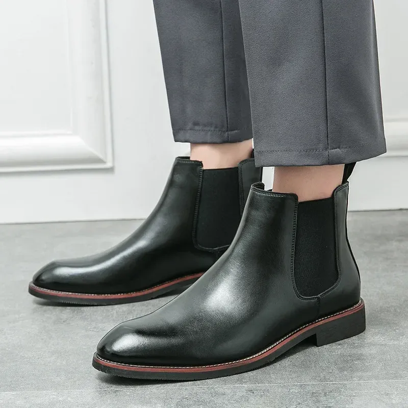 Men's Leather Chelsea Boots Thick Sole 6