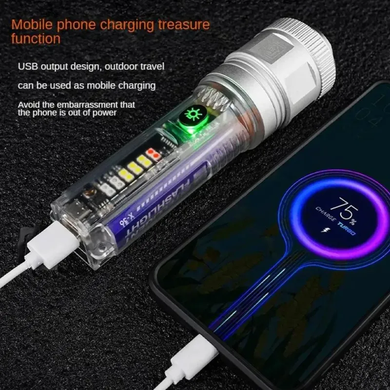 Solar USB Rechargeable LED Flashlight 5