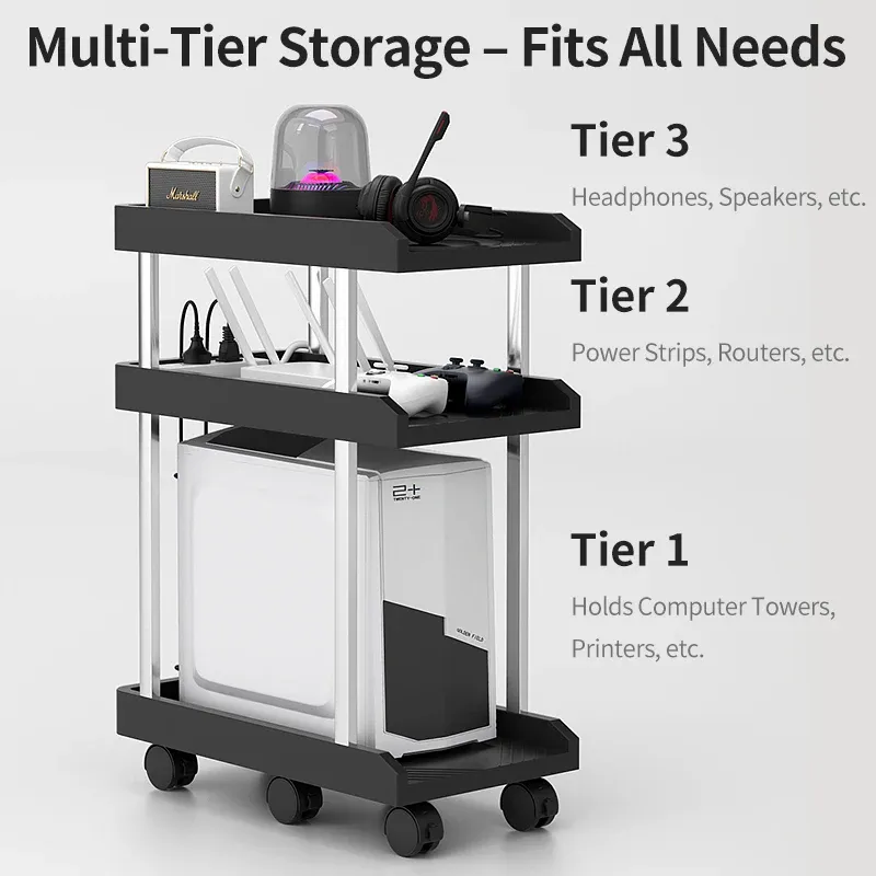 Mobile CPU Stand Printer Cart 2