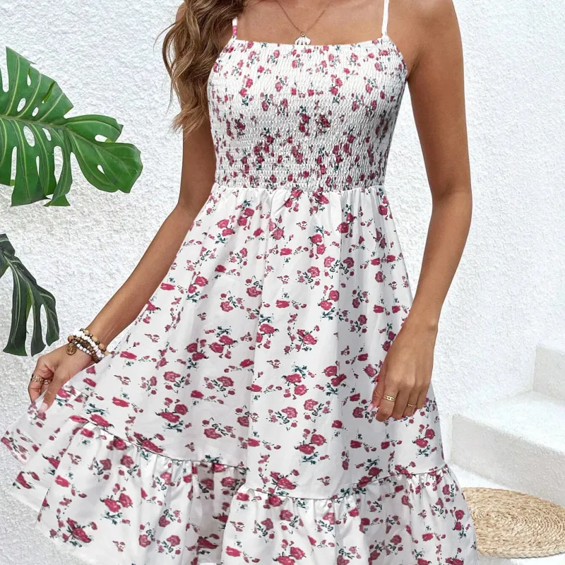Floral Boho Shirred Maxi Sundress 3