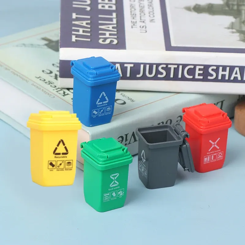Miniature Dollhouse Trash Can Set 6