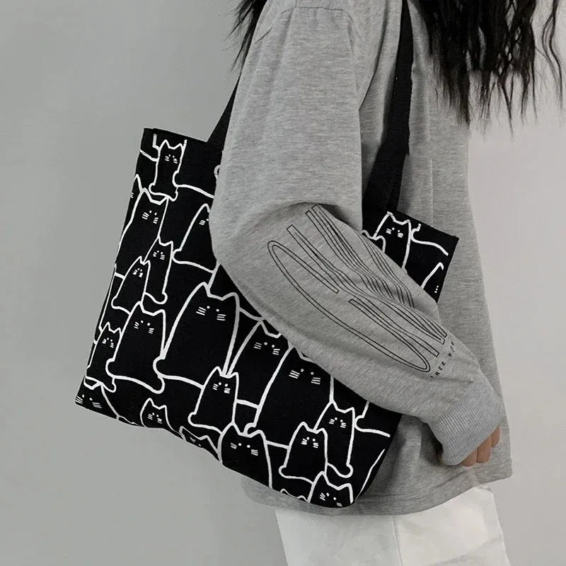 Cute Cat Canvas Tote Bag 3