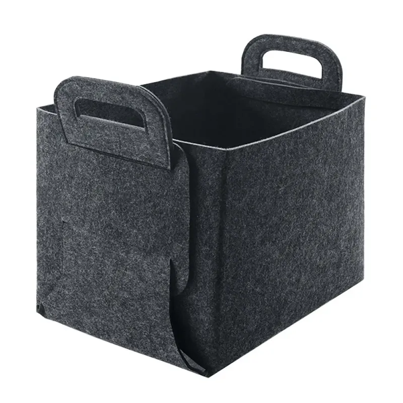 Medium Grey Felt Storage Basket 3