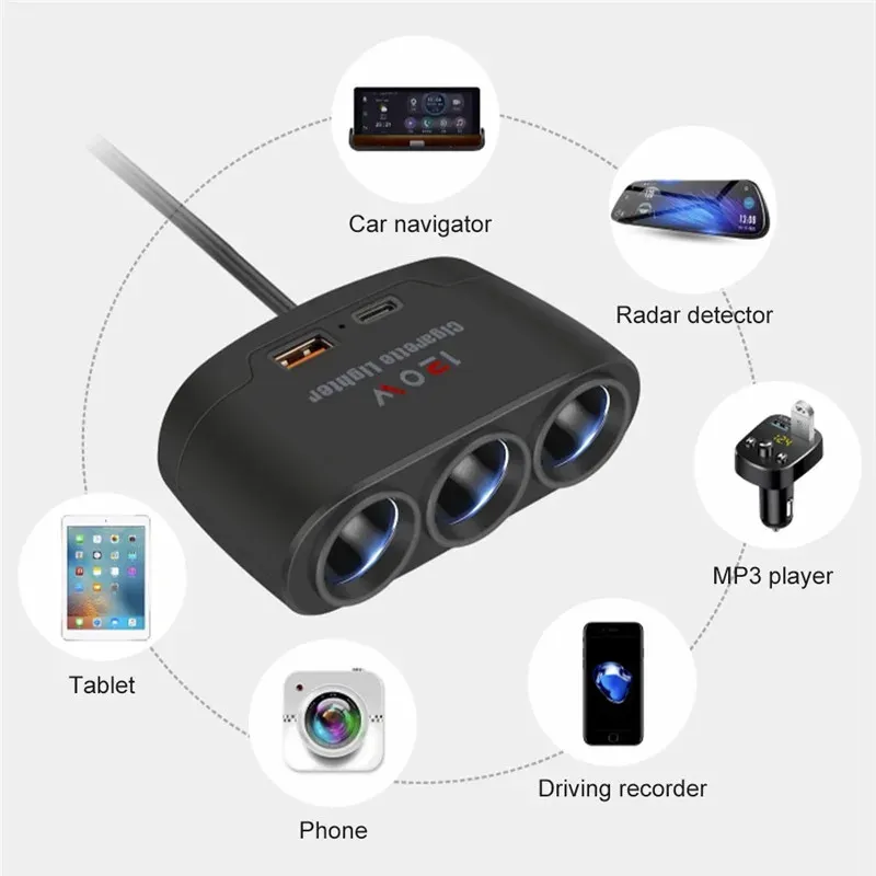 3-in-1 USB-C Car Charger 120W 3