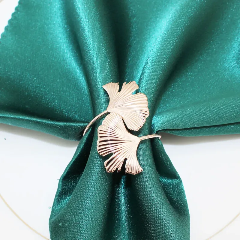 Gold Gingko Leaf Napkin Rings Set of 6 2