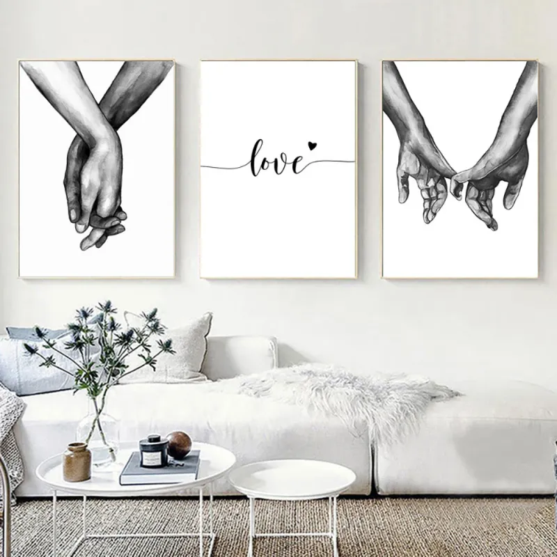 Minimalist Hand in Hand Love Wall Art 1
