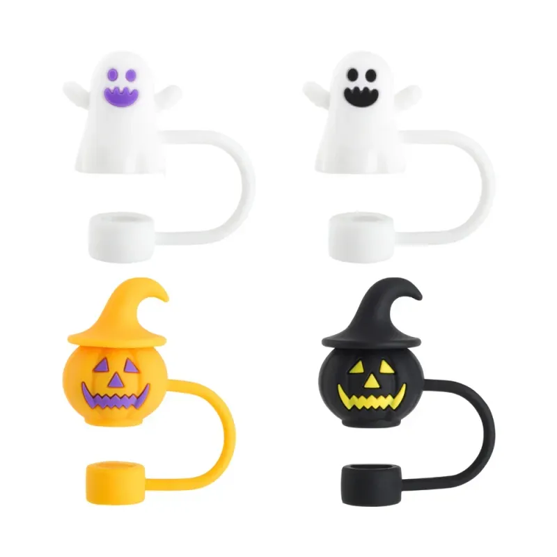 Pumpkin Ghost Straw Covers 3