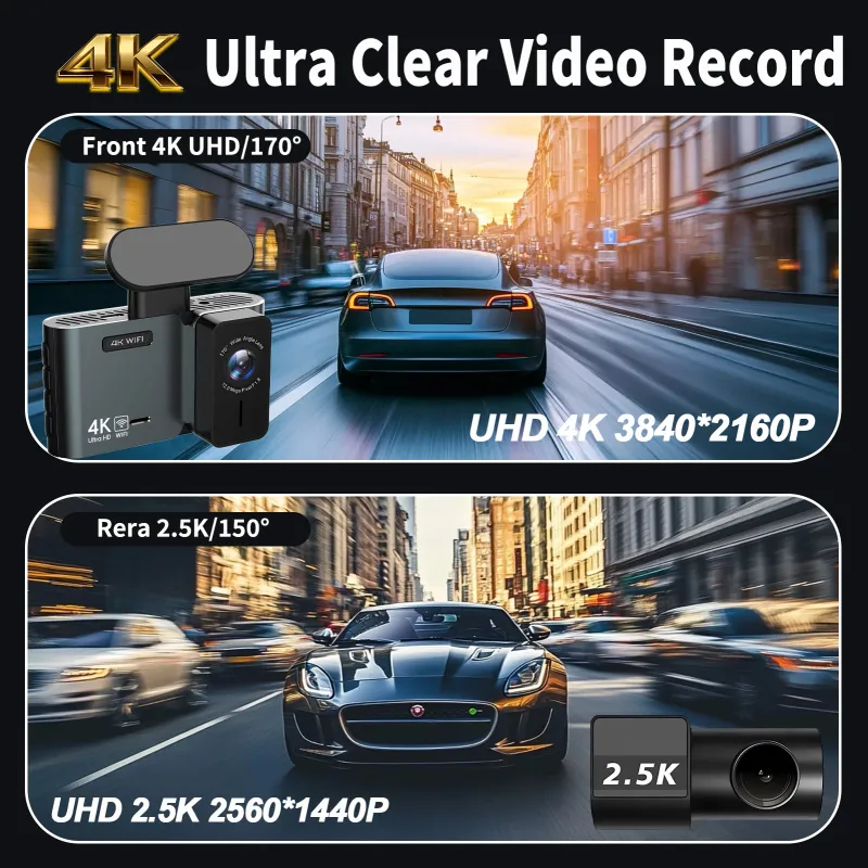 4K WiFi GPS Dual Lens Dash Cam 3