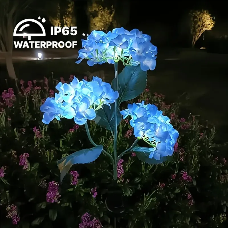 Solar Blue Hydrangea Garden Lights 4