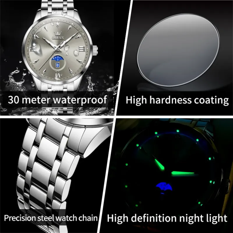 OLEVS 3646 Silver Men's Luxury Watch 6