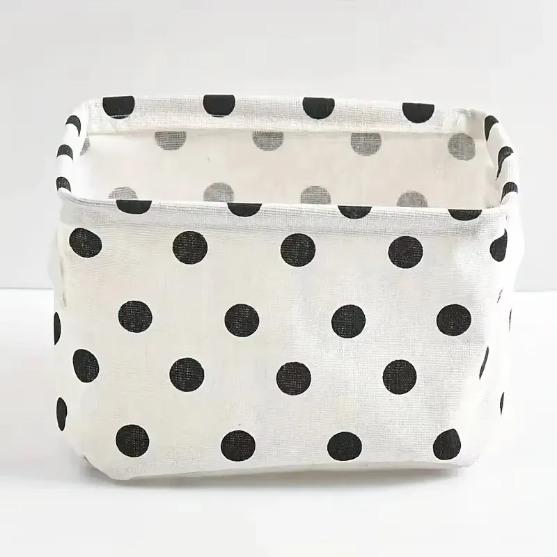 Polka Dots Fabric Desktop Storage Box 1