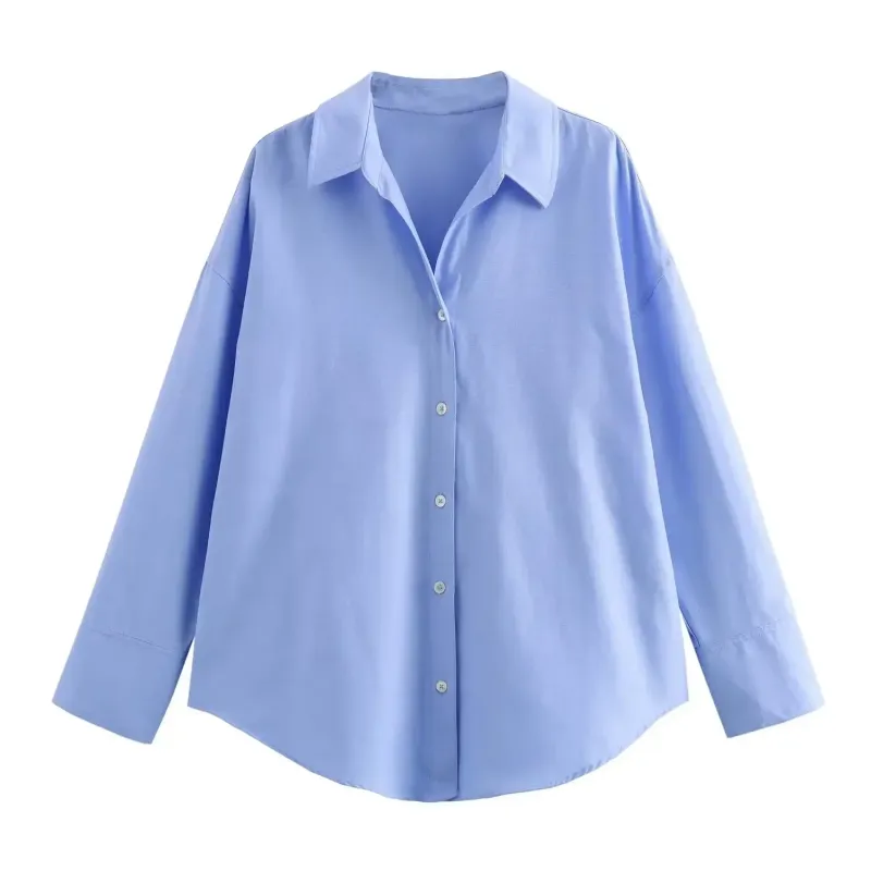 Cotton Oxford Lapel Blouse 2
