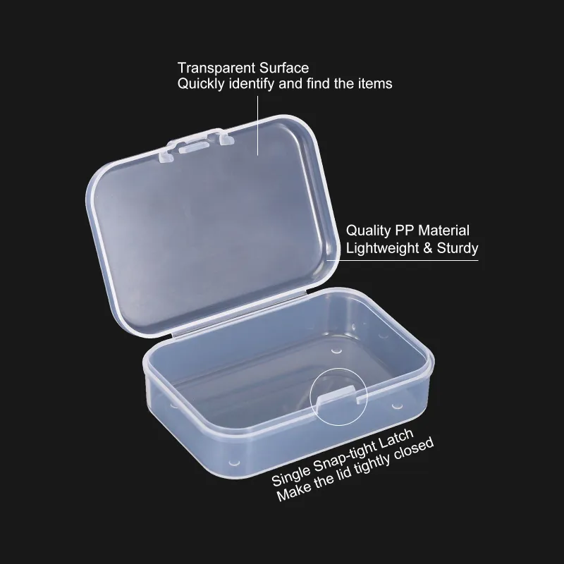 Clear Storage Box with Hinged Lid, Plastic Stackable Rectangle Organizer Container for Bead Jewelry Small Item Art Craft Project 4