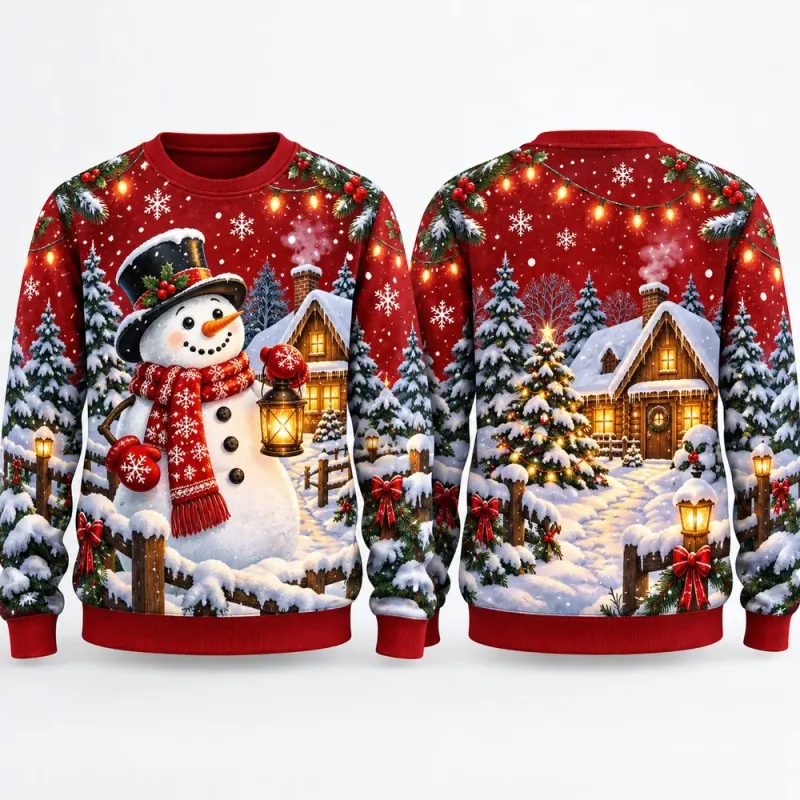 Snowman Village Ugly Christmas Sweater 1