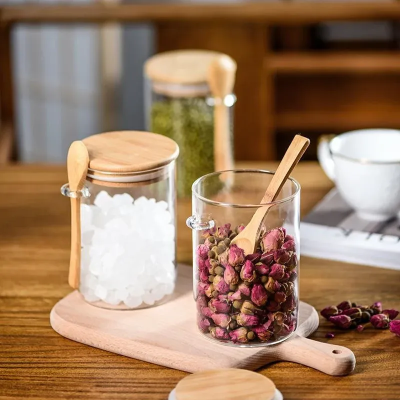 Glass Jars with Bamboo Lids & Spoons 6